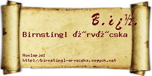 Birnstingl Árvácska névjegykártya